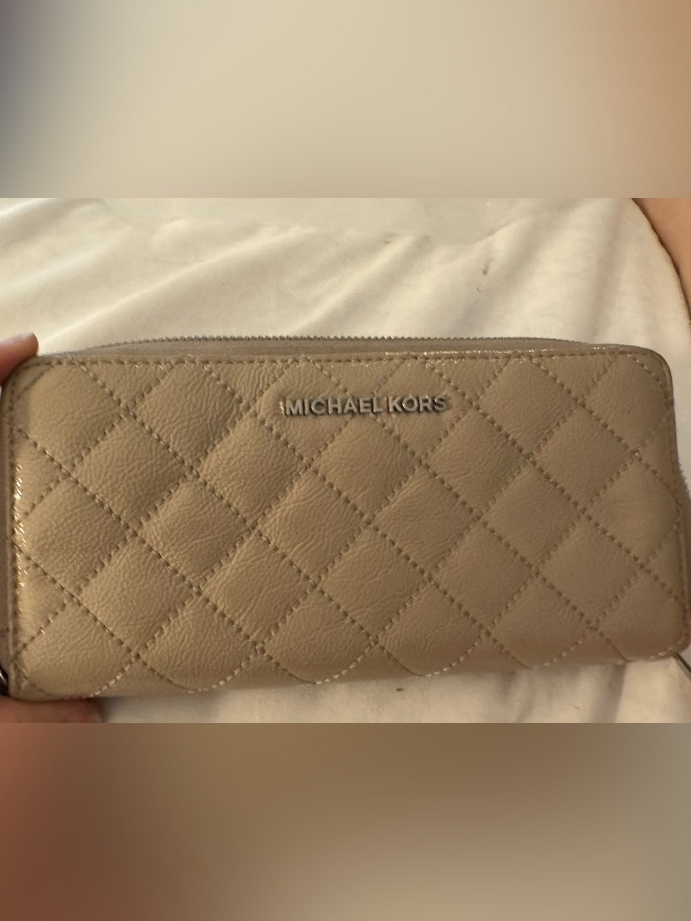 Michael Kors Quilted Neutral Beige Zip Wallet